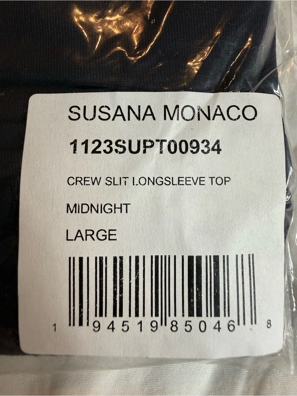 NWT Susana Monaco Midnight Navy Crew Slit Cutout Long Sleeve Top Large Chic NEW - Picture 5 of 9